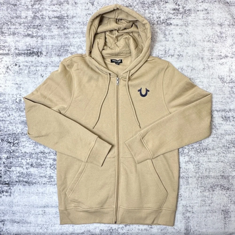 New - No Tags True Religion‎ Brand Jeans Full Zip Khaki Hoodie Men's Medium
